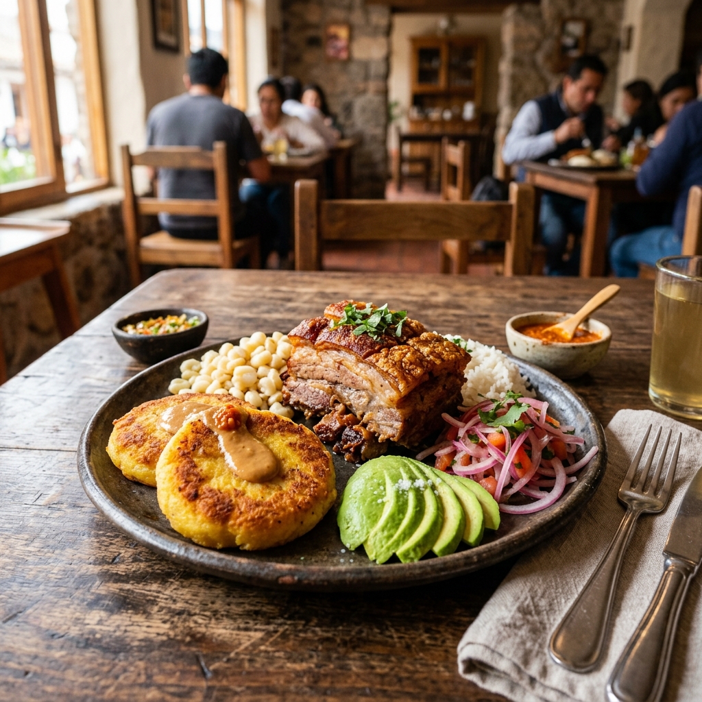 Bandeja de hornado ecuatoriano para catering en New Jersey